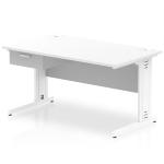Impulse 1400 x 800mm Straight Office Desk White Top White Cable Managed Leg Workstation 1 x 1 Drawer Fixed Pedestal I004859