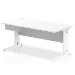 Impulse 1600 x 800mm Straight Office Desk White Top White Cable Managed Leg Workstation 1 x 1 Drawer Fixed Pedestal I004866