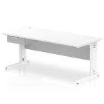 Impulse 1800 x 800mm Straight Office Desk White Top White Cable Managed Leg Workstation 1 x 1 Drawer Fixed Pedestal I004880