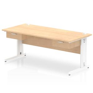Impulse 1800 x 800mm Straight Office Desk Maple Top White Cable
