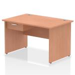 Impulse 1200 x 800mm Straight Office Desk Beech Top Panel End Leg Workstation 1 x 1 Drawer Fixed Pedestal I004889