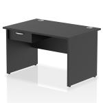 Impulse 1200 x 800mm Straight Office Desk Black Top Panel End Leg Workstation 1 x 1 Drawer Fixed Pedestal I004890