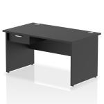Impulse 1400 x 800mm Straight Office Desk Black Top Panel End Leg Workstation 1 x 1 Drawer Fixed Pedestal I004897