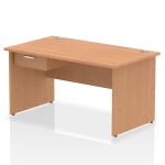 Impulse 1400 x 800mm Straight Office Desk Oak Top Panel End Leg Workstation 1 x 1 Drawer Fixed Pedestal I004900