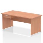 Impulse 1600 x 800mm Straight Office Desk Beech Top Panel End Leg Workstation 1 x 1 Drawer Fixed Pedestal I004903