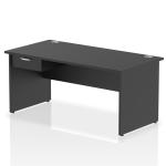 Impulse 1600 x 800mm Straight Office Desk Black Top Panel End Leg Workstation 1 x 1 Drawer Fixed Pedestal I004904