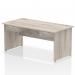 Impulse 1600 x 800mm Straight Office Desk Grey Oak Top Panel End Leg Workstation 2 x 1 Drawer Fixed Pedestal I004912