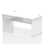 Impulse 1600 x 800mm Straight Office Desk White Top Panel End Leg Workstation 2 x 1 Drawer Fixed Pedestal I004915
