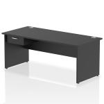 Impulse 1800 x 800mm Straight Office Desk Black Top Panel End Leg Workstation 1 x 1 Drawer Fixed Pedestal I004918