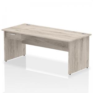 Photos - Office Desk Impulse 1800 x 800mm Straight  Grey Oak Top Panel End Leg 