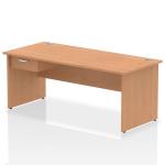 Impulse 1800 x 800mm Straight Office Desk Oak Top Panel End Leg Workstation 1 x 1 Drawer Fixed Pedestal I004921