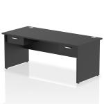 Impulse 1800 x 800mm Straight Office Desk Black Top Panel End Leg Workstation 2 x 1 Drawer Fixed Pedestal I004925