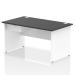 Impulse 1400 x 800mm Straight Office Desk Black Top White Panel End Leg Workstation 1 x 1 Drawer Fixed Pedestal I004938