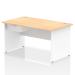 Impulse 1400 x 800mm Straight Office Desk Maple Top White Panel End Leg Workstation 1 x 1 Drawer Fixed Pedestal I004940