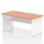 Impulse 1600 x 800mm Straight Office Desk Beech Top White Panel End Leg Workstation 1 x 1 Drawer Fixed Pedestal I004943
