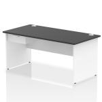 Impulse 1600 x 800mm Straight Office Desk Black Top White Panel End Leg Workstation 1 x 1 Drawer Fixed Pedestal I004944