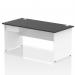 Impulse 1600 x 800mm Straight Office Desk Black Top White Panel End Leg Workstation 1 x 1 Drawer Fixed Pedestal I004944