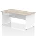 Impulse 1600 x 800mm Straight Office Desk Grey Oak Top White Panel End Leg Workstation 1 x 1 Drawer Fixed Pedestal I004945