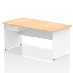 Impulse 1600 x 800mm Straight Office Desk Maple Top White Panel End Leg Workstation 1 x 1 Drawer Fixed Pedestal I004946