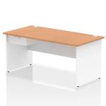 Impulse 1600 x 800mm Straight Office Desk Oak Top White Panel End Leg Workstation 1 x 1 Drawer Fixed Pedestal I004947