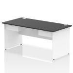 Impulse 1600 x 800mm Straight Office Desk Black Top White Panel End Leg Workstation 2 x 1 Drawer Fixed Pedestal I004950