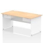 Impulse 1600 x 800mm Straight Office Desk Maple Top White Panel End Leg Workstation 2 x 1 Drawer Fixed Pedestal I004952