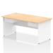 Impulse 1600 x 800mm Straight Office Desk Maple Top White Panel End Leg Workstation 2 x 1 Drawer Fixed Pedestal I004952