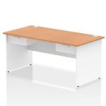 Impulse 1600 x 800mm Straight Office Desk Oak Top White Panel End Leg Workstation 2 x 1 Drawer Fixed Pedestal I004953