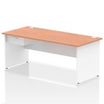 Impulse 1800 x 800mm Straight Office Desk Beech Top White Panel End Leg Workstation 1 x 1 Drawer Fixed Pedestal I004955