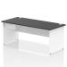 Impulse 1800 x 800mm Straight Office Desk Black Top White Panel End Leg Workstation 1 x 1 Drawer Fixed Pedestal I004956