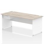 Impulse 1800 x 800mm Straight Office Desk Grey Oak Top White Panel End Leg Workstation 1 x 1 Drawer Fixed Pedestal I004957