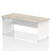 Impulse 1800 x 800mm Straight Office Desk Grey Oak Top White Panel End Leg Workstation 1 x 1 Drawer Fixed Pedestal I004957