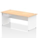 Impulse 1800 x 800mm Straight Office Desk Maple Top White Panel End Leg Workstation 1 x 1 Drawer Fixed Pedestal I004958