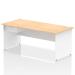 Impulse 1800 x 800mm Straight Office Desk Maple Top White Panel End Leg Workstation 1 x 1 Drawer Fixed Pedestal I004958