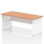 Impulse 1800 x 800mm Straight Office Desk Oak Top White Panel End Leg Workstation 1 x 1 Drawer Fixed Pedestal I004959