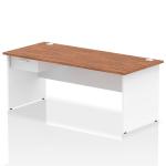 Impulse 1800 x 800mm Straight Office Desk Walnut Top White Panel End Leg Workstation 1 x 1 Drawer Fixed Pedestal I004960