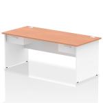 Impulse 1800 x 800mm Straight Office Desk Beech Top White Panel End Leg Workstation 2 x 1 Drawer Fixed Pedestal I004961