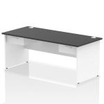 Impulse 1800 x 800mm Straight Office Desk Black Top White Panel End Leg Workstation 2 x 1 Drawer Fixed Pedestal I004962