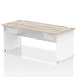 Impulse 1800 x 800mm Straight Office Desk Grey Oak Top White Panel End Leg Workstation 2 x 1 Drawer Fixed Pedestal I004963