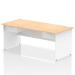 Impulse 1800 x 800mm Straight Office Desk Maple Top White Panel End Leg Workstation 2 x 1 Drawer Fixed Pedestal I004964