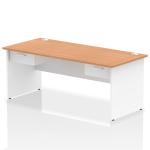 Impulse 1800 x 800mm Straight Office Desk Oak Top White Panel End Leg Workstation 2 x 1 Drawer Fixed Pedestal I004965
