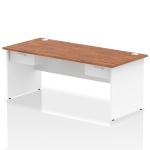 Impulse 1800 x 800mm Straight Office Desk Walnut Top White Panel End Leg Workstation 2 x 1 Drawer Fixed Pedestal I004966