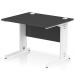 Impulse 1000 x 800mm Straight Office Desk Black Top White Cable Managed Leg I004981