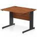 This photograph features a modern and sleek Dynamic Cable Managed Desk with a walnut top and black cable managed leg. The desk measures 1000 x 800mm and has a straight shape, creating a clean and professional look for any office space.