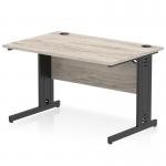 Impulse 1200 x 800mm Straight Office Desk Grey Oak Top Black Cable Managed Leg I005007