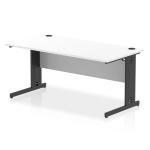 Impulse 1600 x 800mm Straight Office Desk White Top Black Cable Managed Leg I005039