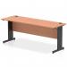 This photo features a sleek and modern Dynamic Cable Managed Desk in Impulse with a Beech wood top and Black cable managed legs. Perfect for creating a clean and organized office space.