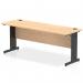 This photo shows a sleek and modern Dynamic Cable Managed Desk. The desk features a maple top and black cable managed leg, creating a clean and organized workspace. The dimensions are 1800 x 600mm, providing plenty of space for a variety of office tasks.