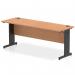 This image features a sleek and modern office desk. The desk has a 1800 x 600mm oak top and a black cable managed leg for a clean and organized workspace. The design is both functional and aesthetically pleasing, making it perfect for any modern office setting.