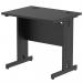 This photo shows a sleek and modern Dynamic Cable Managed Desk, with a black top and black cable managed leg. The desk measures 800 x 600mm and features a straight design, perfect for any office space.
